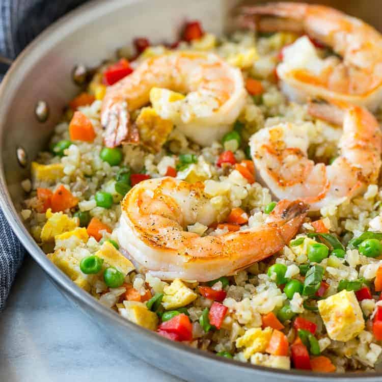  cauliflower fried rice in pan 