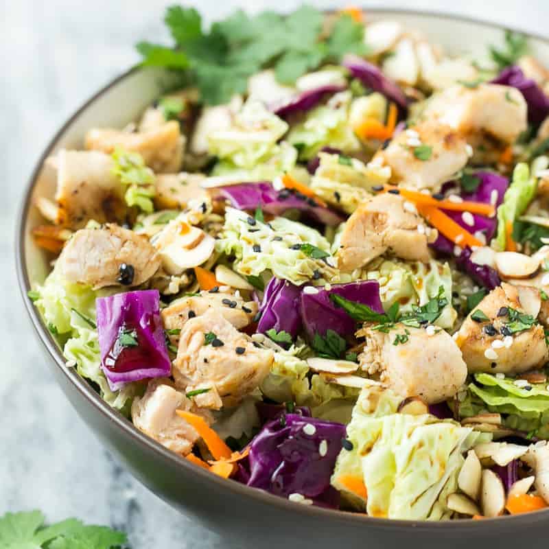 side view of the salad in a bowl