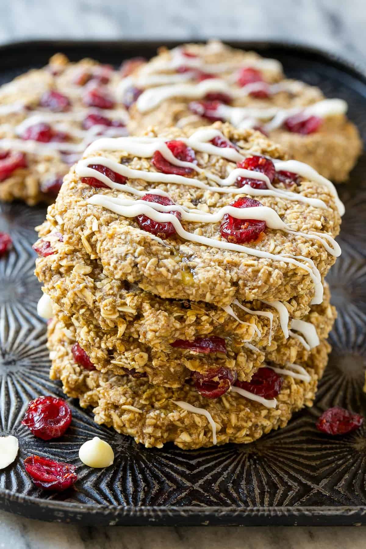 stack of cranberry cookies