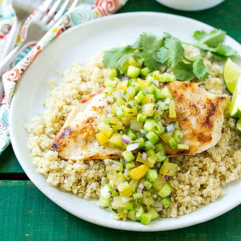 Grilled Chicken with Pineapple-Cucumber Salsa