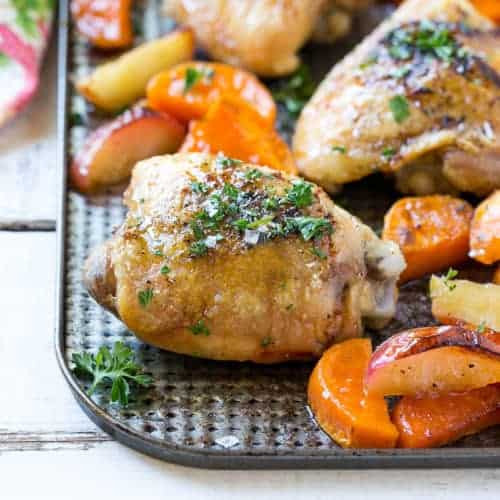 One-Pan Roasted Chicken Thighs Recipe | Healthy Fitness Meals