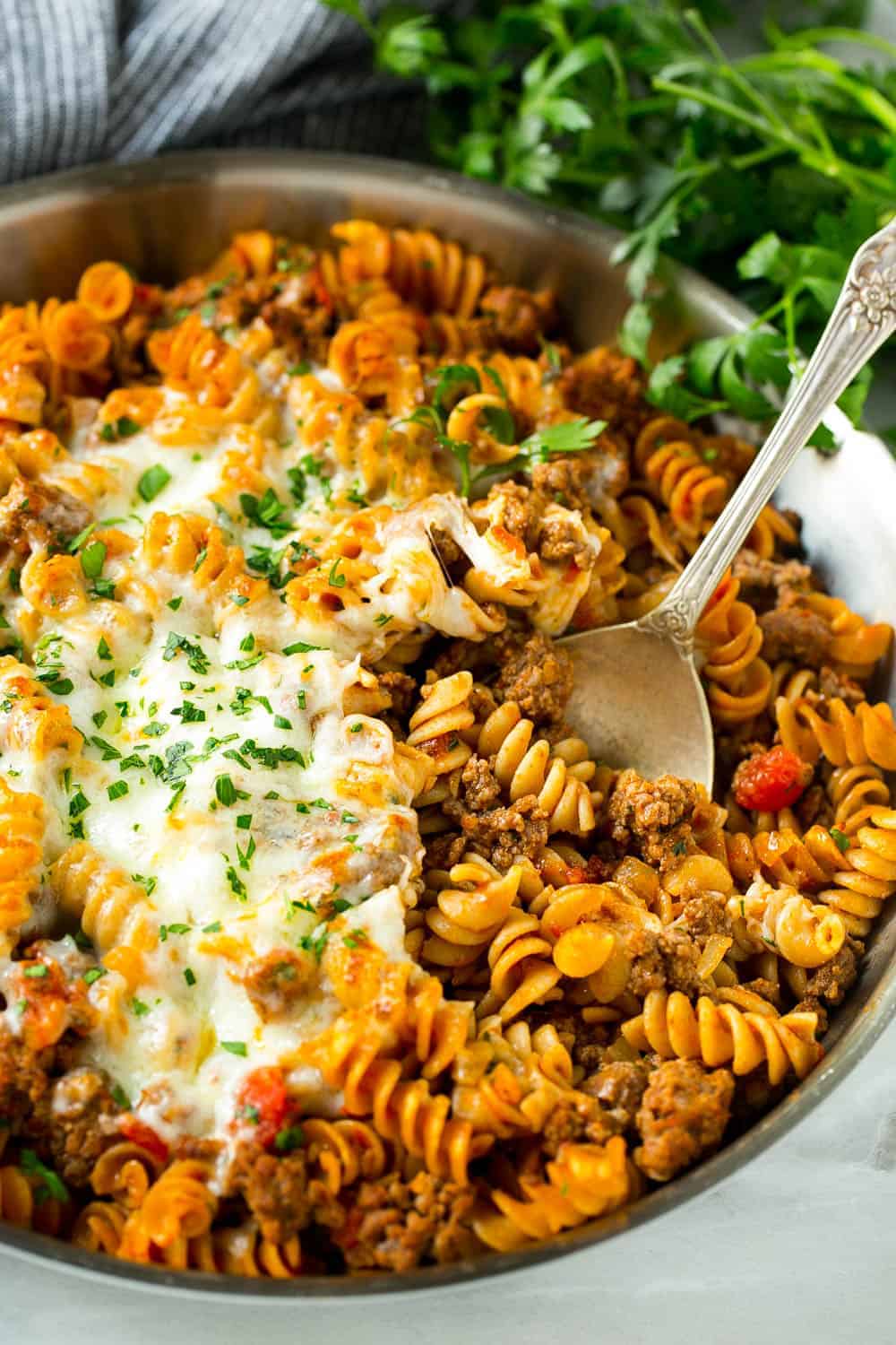 Skinny Lasagna Skillet - Healthy Italian Lasagna Dinner Recipe