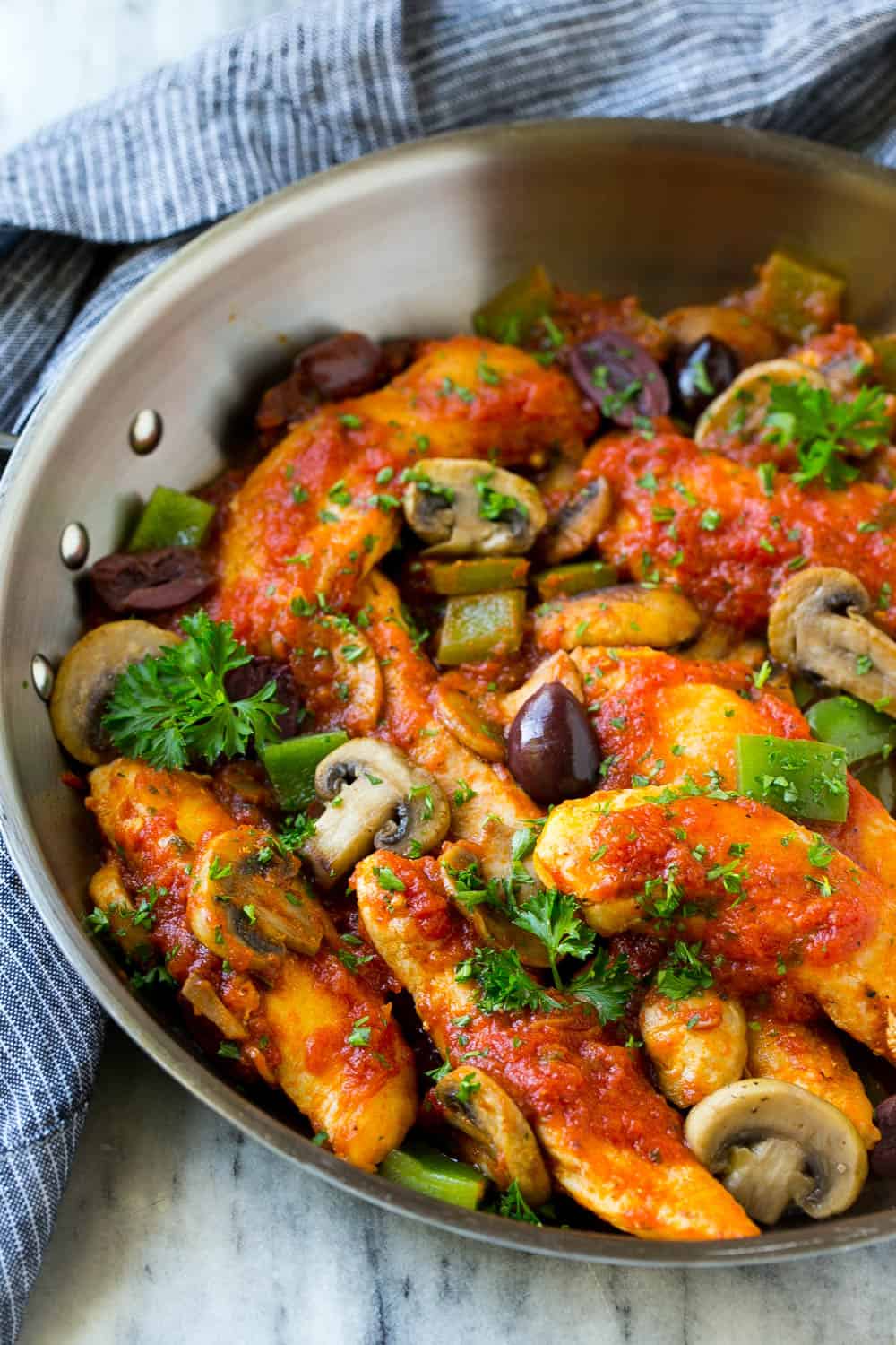 pan of chicken and tomatoes