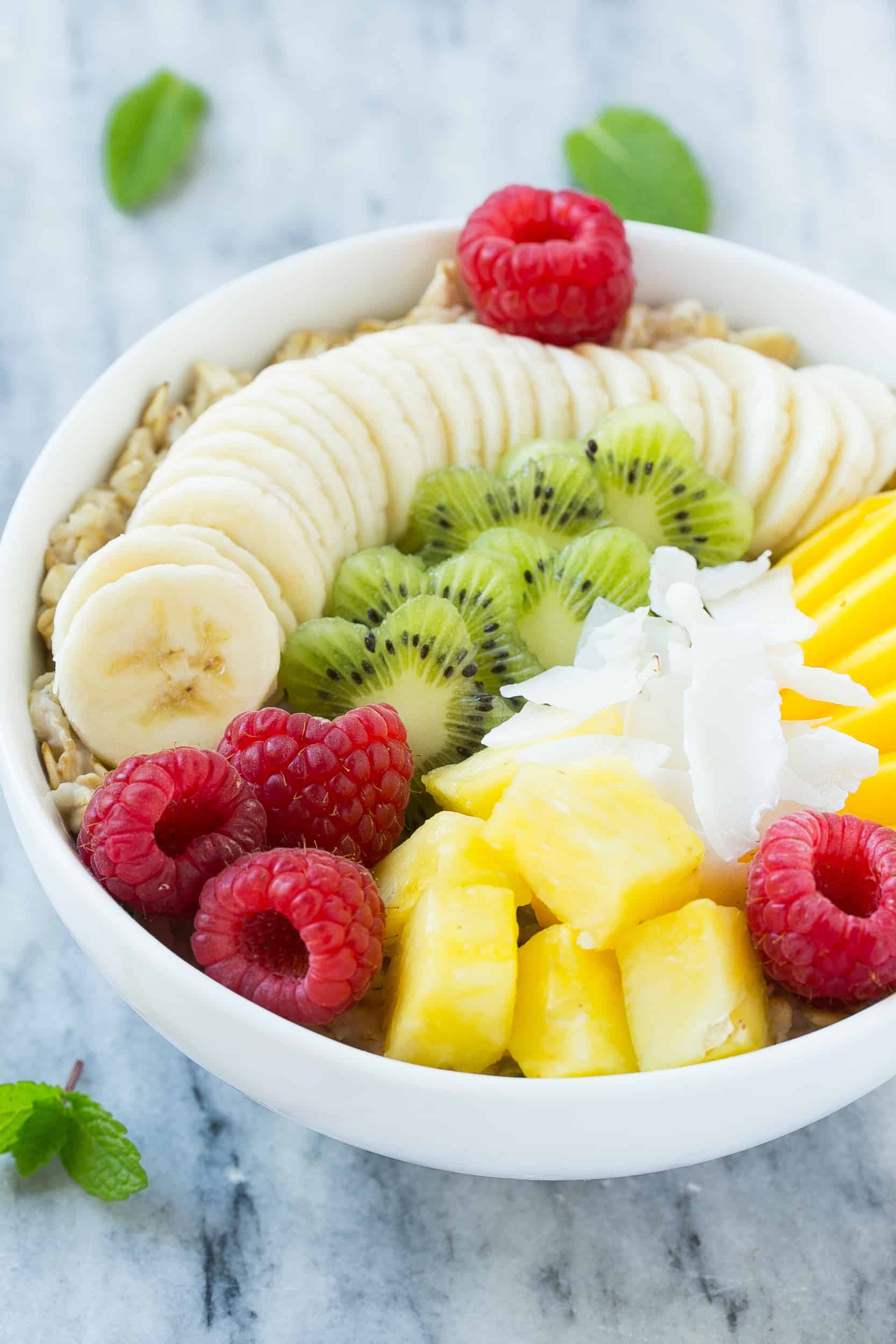 fruit and oatmeal breakfast bowl 