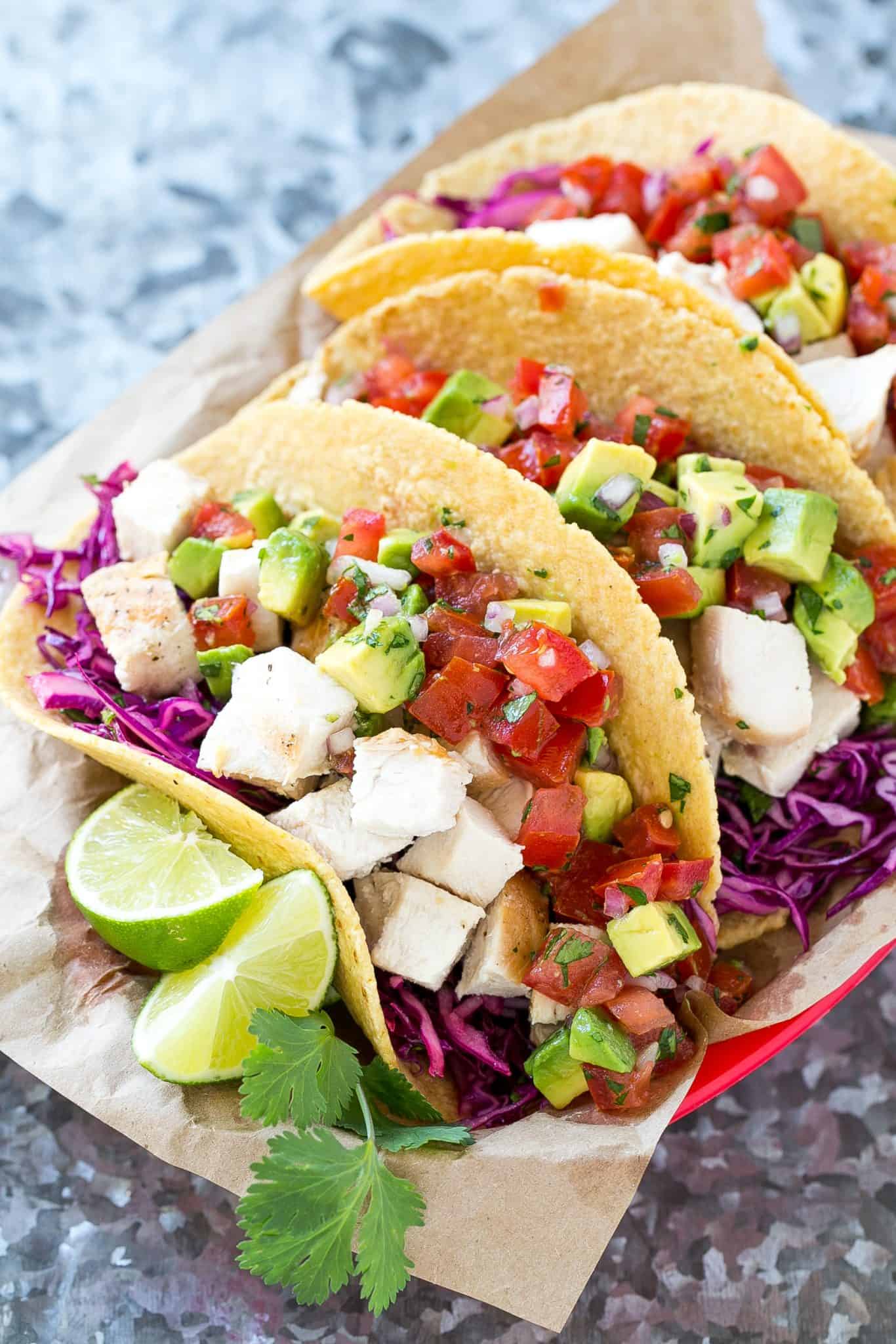 close up of Easy Chicken Tacos