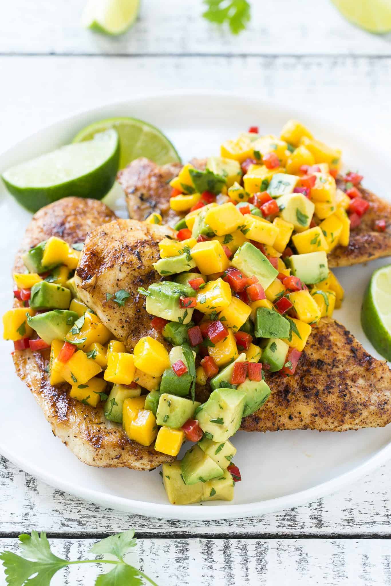 Grilled Chicken & Cilantro Rice Bowl with Salsa & Guacamole