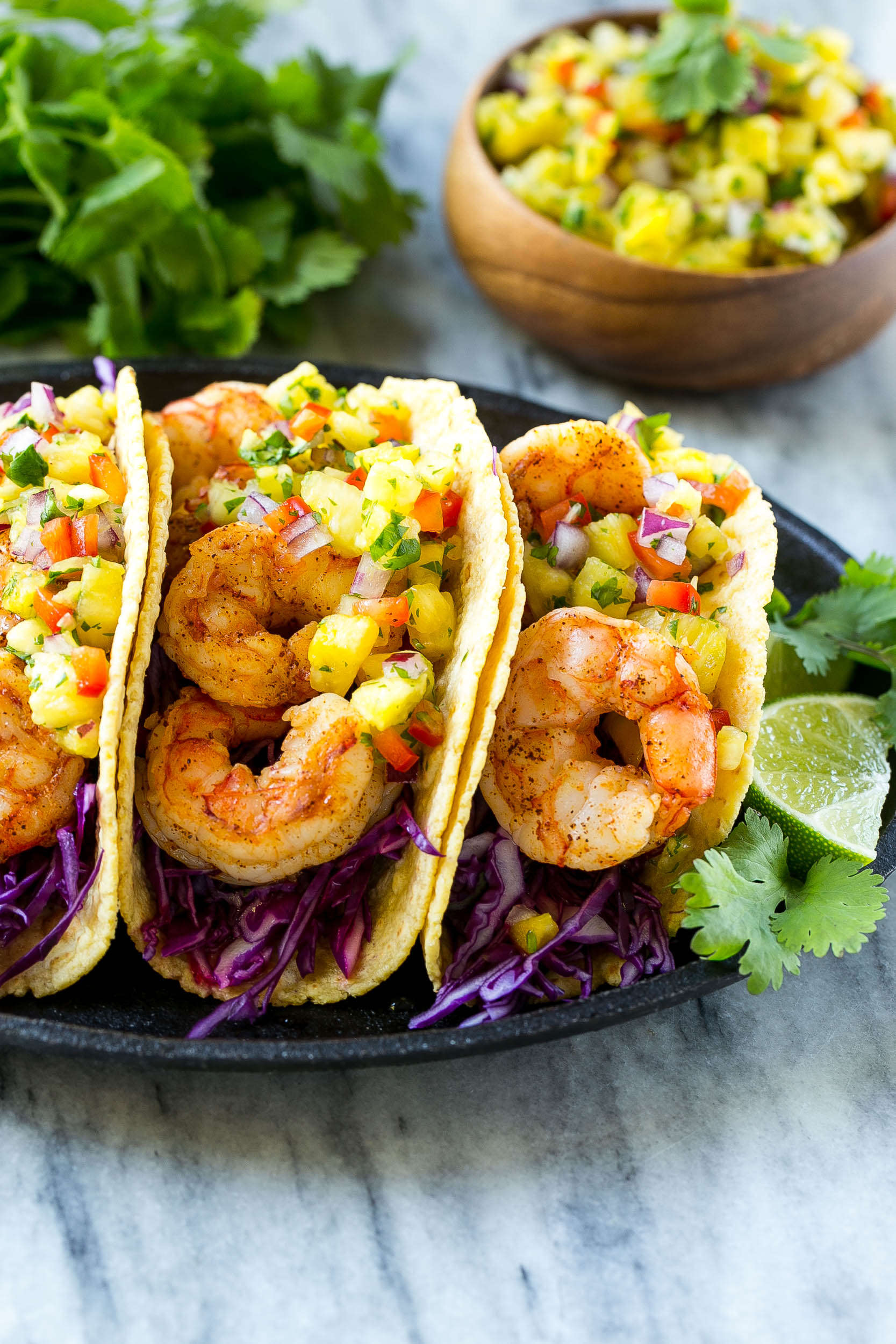 Easy Shrimp Taco Recipe w/ pineapple Salsa | Healthy Fitness Meals