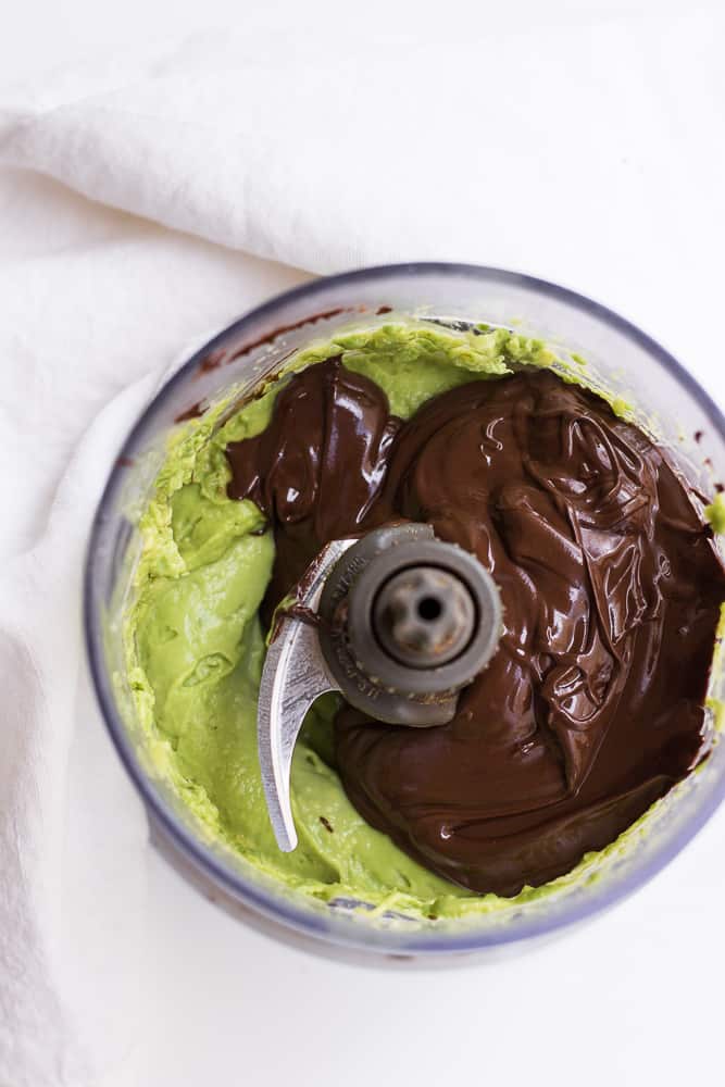 Avocado and chocolate in a blender