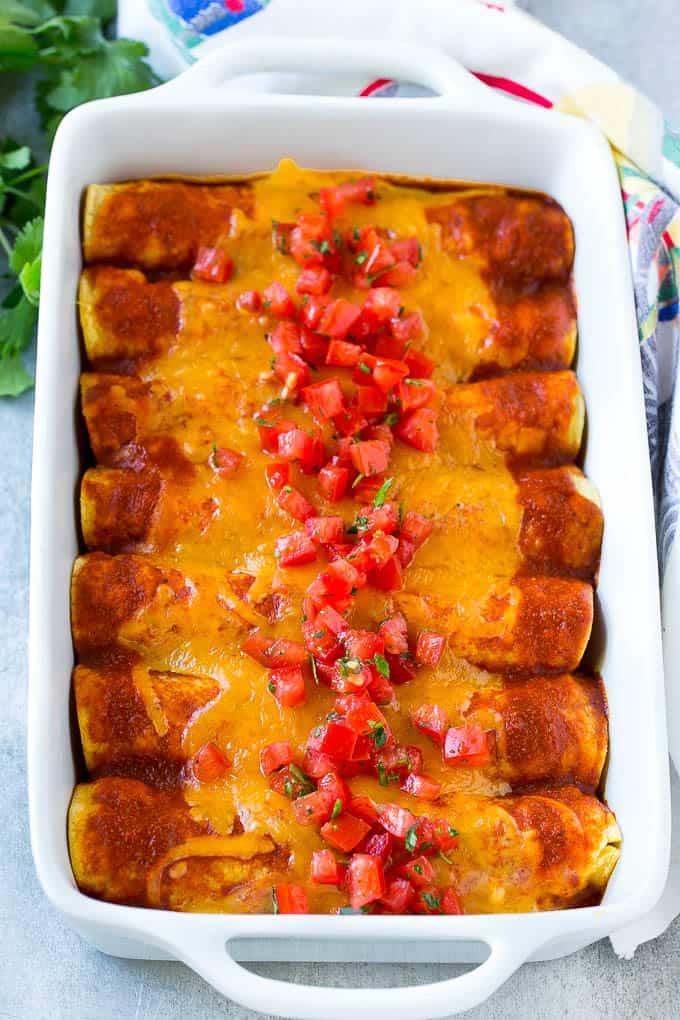 Black Bean Enchiladas in a baking dish