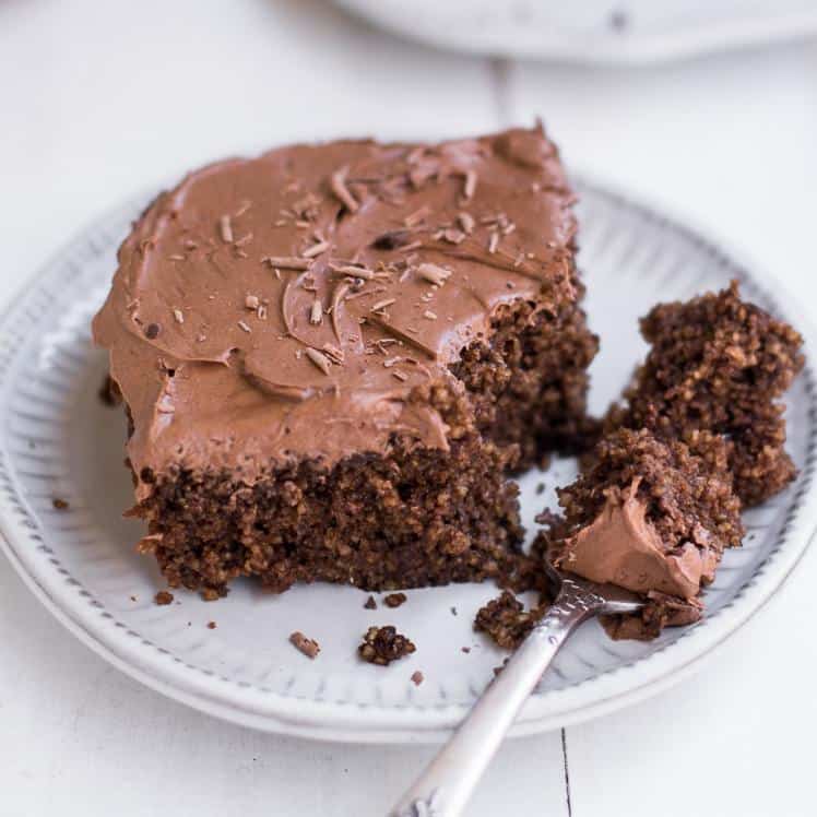 close up image of chocolate cake on a plate