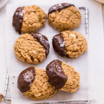 gluten free Chocolate Dipped Peanut Butter Cookies