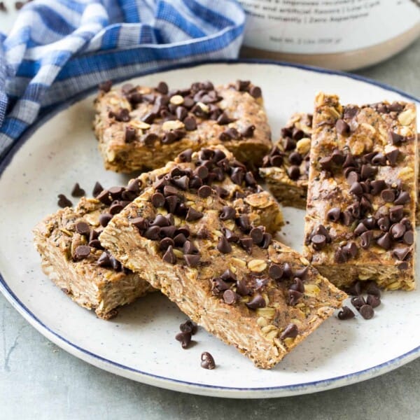 protein bars with chocolate chips on a plate