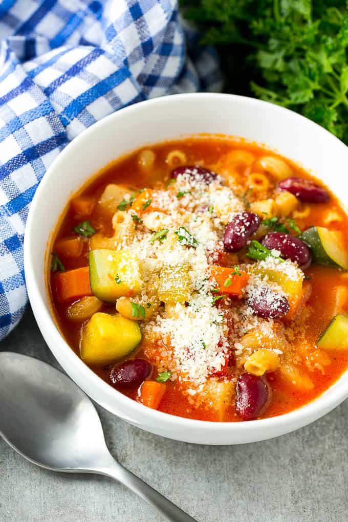 Vegetable Minestrone Soup with Parmesan