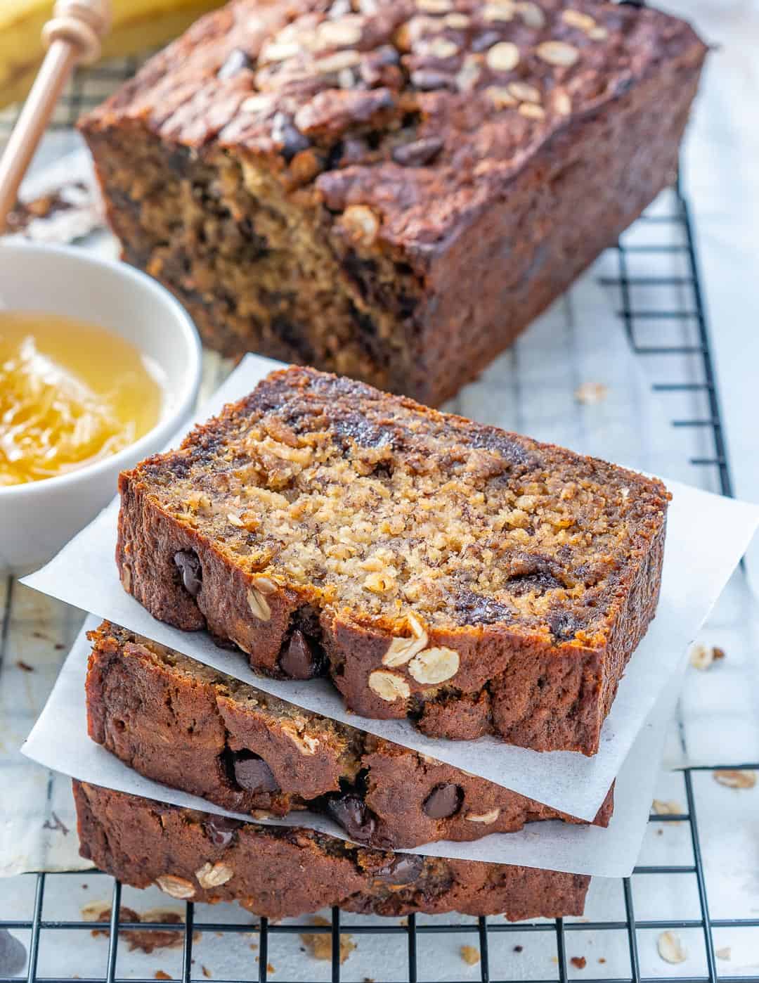 Healthy Oatmeal Chocolate Chip Banana Bread