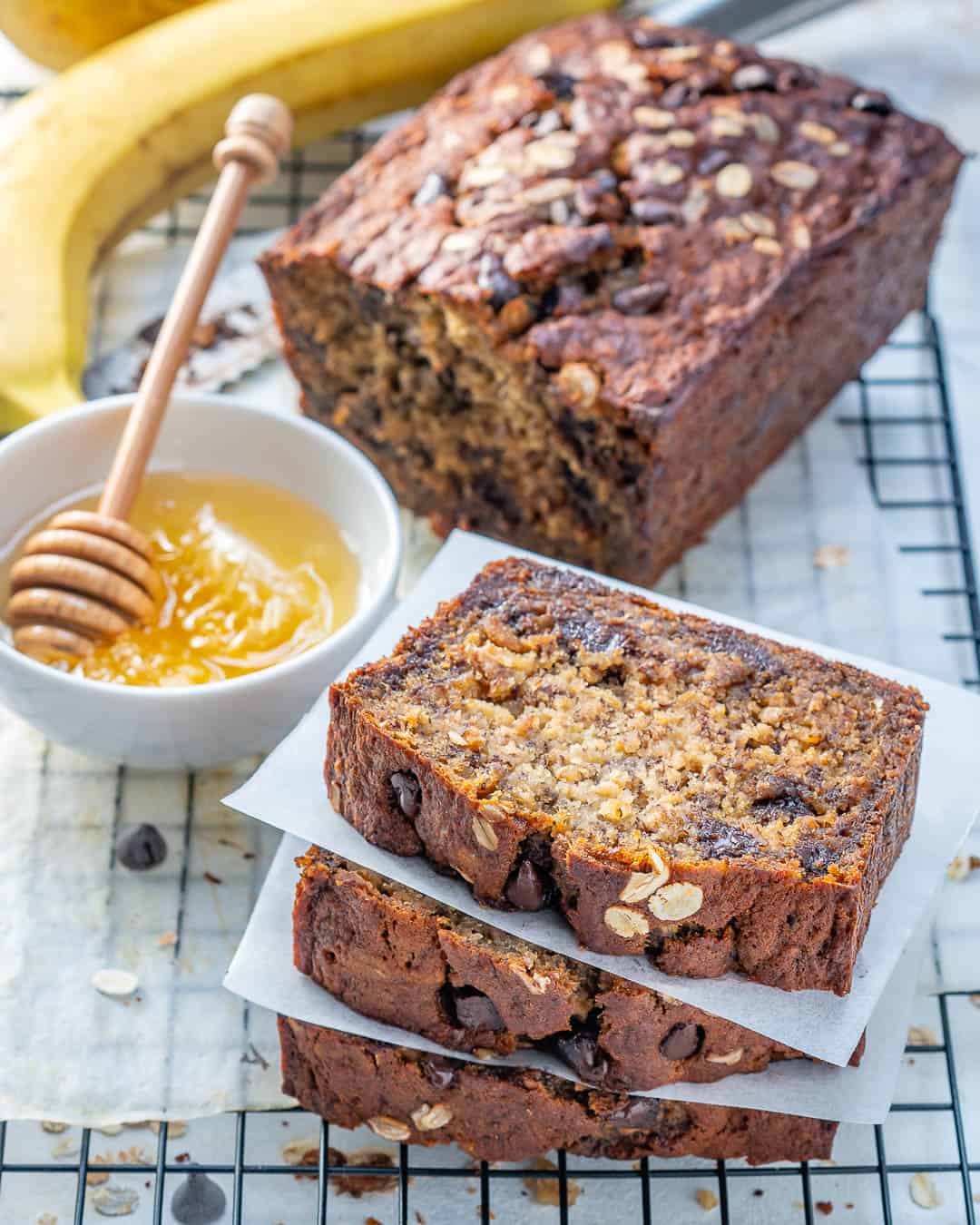 Healthy Oatmeal Chocolate Chip Banana Bread