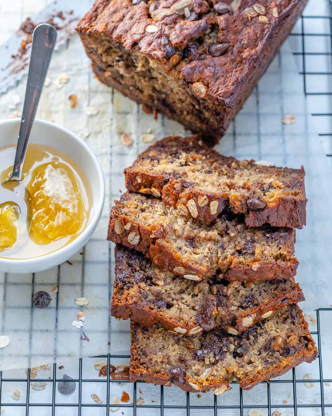 Healthy Oatmeal Chocolate Chip Banana Bread