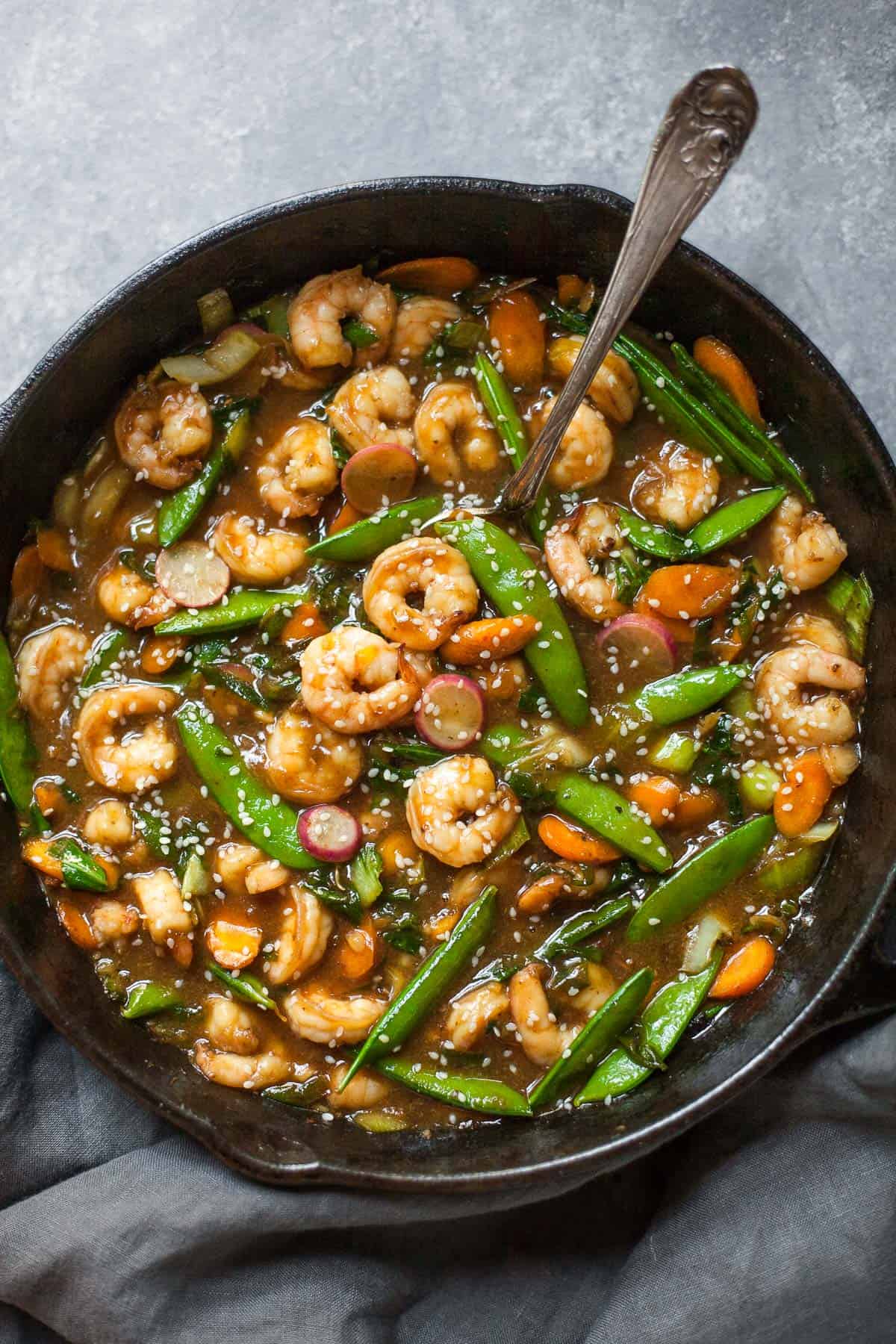 Easy Sesame Ginger Shrimp Stir-fry Recipe | Healthy ...