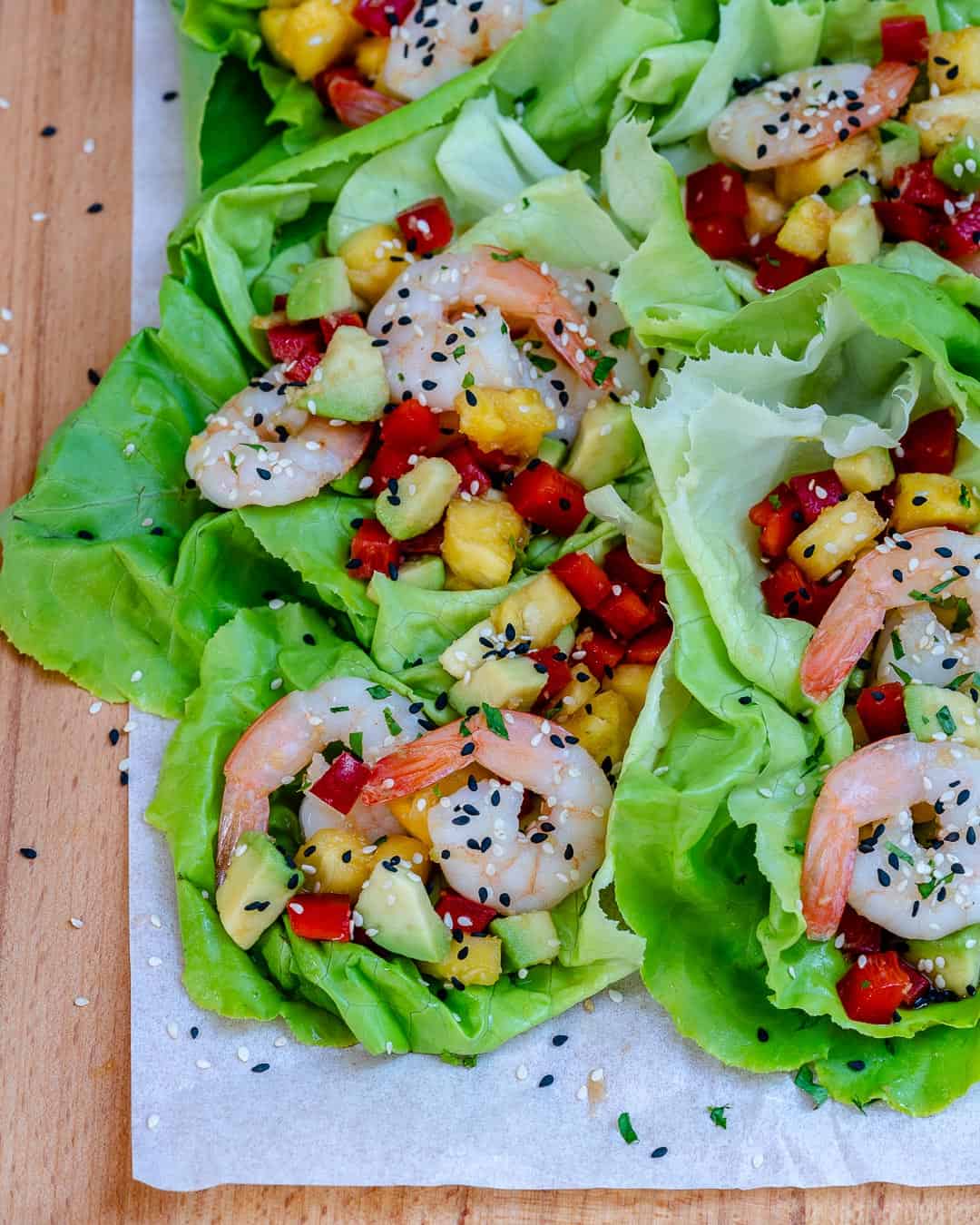 easy shrimp lettuce wraps on a table