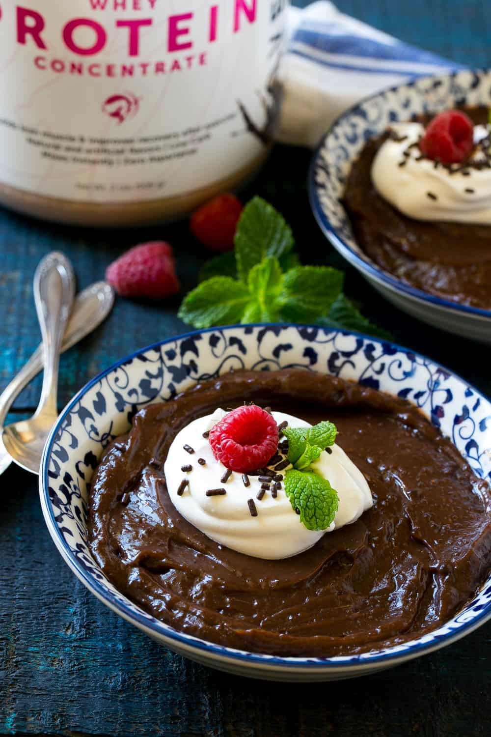 thick and creamy chocolate pudding in a bowl