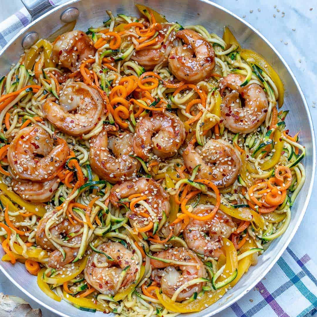 Asian Shrimp Zucchini Noodles Recipe Healthy Fitness Meals