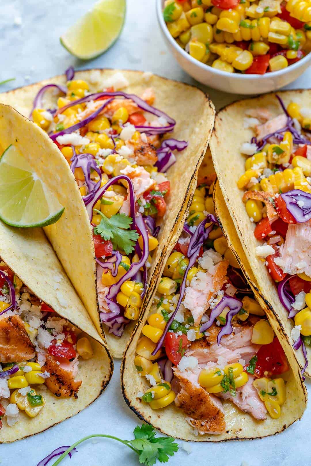 Salmon Tacos With Corn Salsa