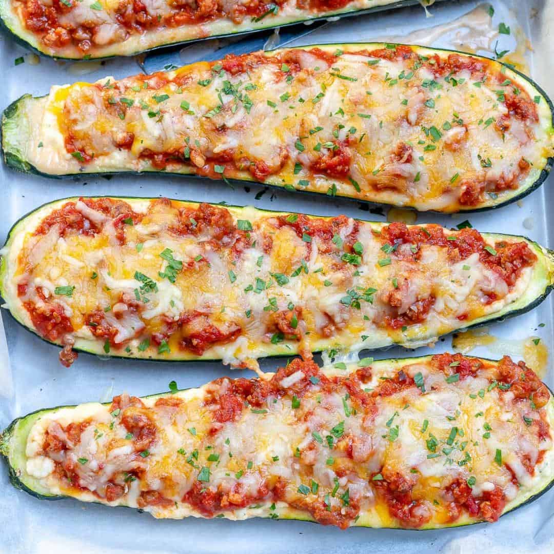 Low Carb Zucchini Lasagna Boats