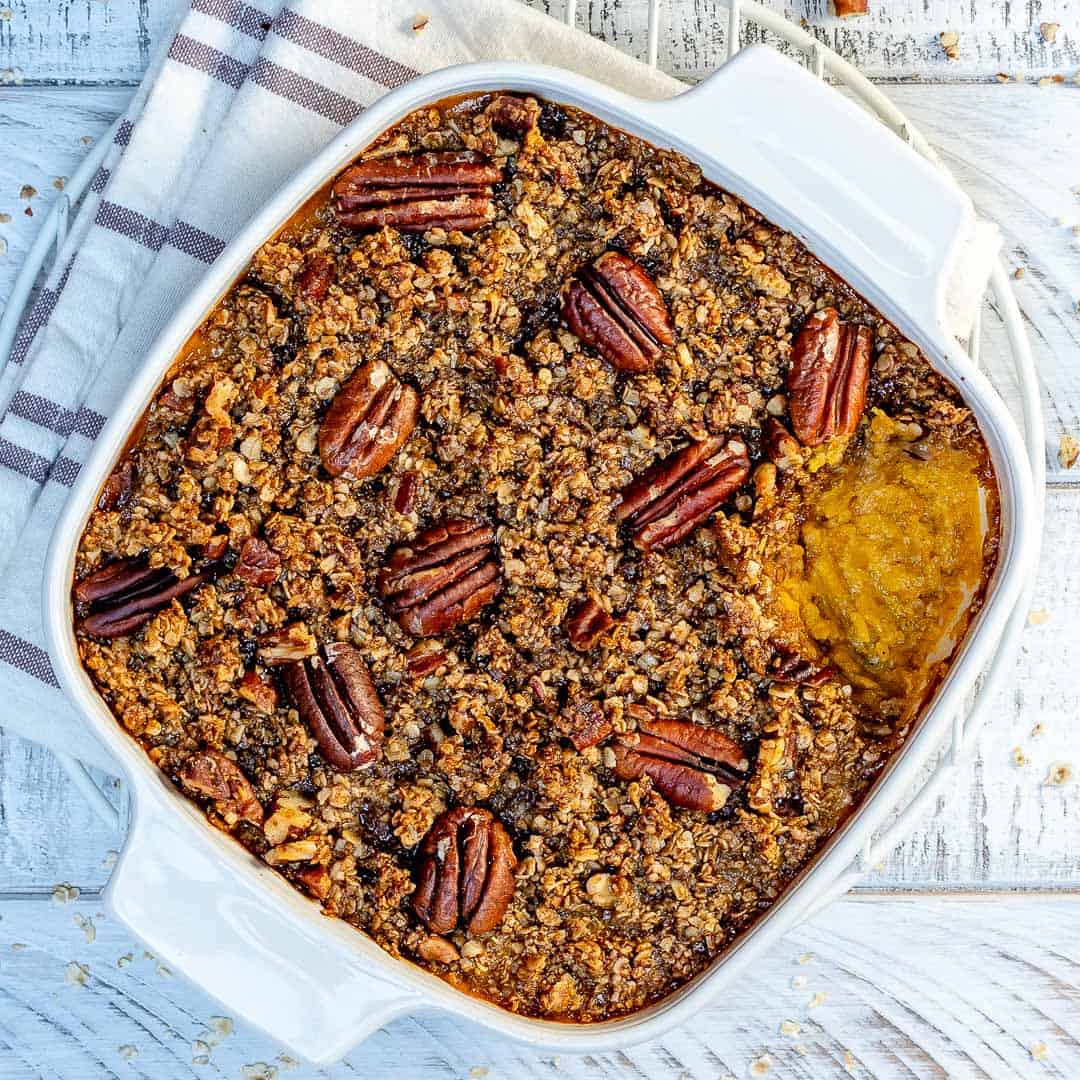 casserole with pecan topping