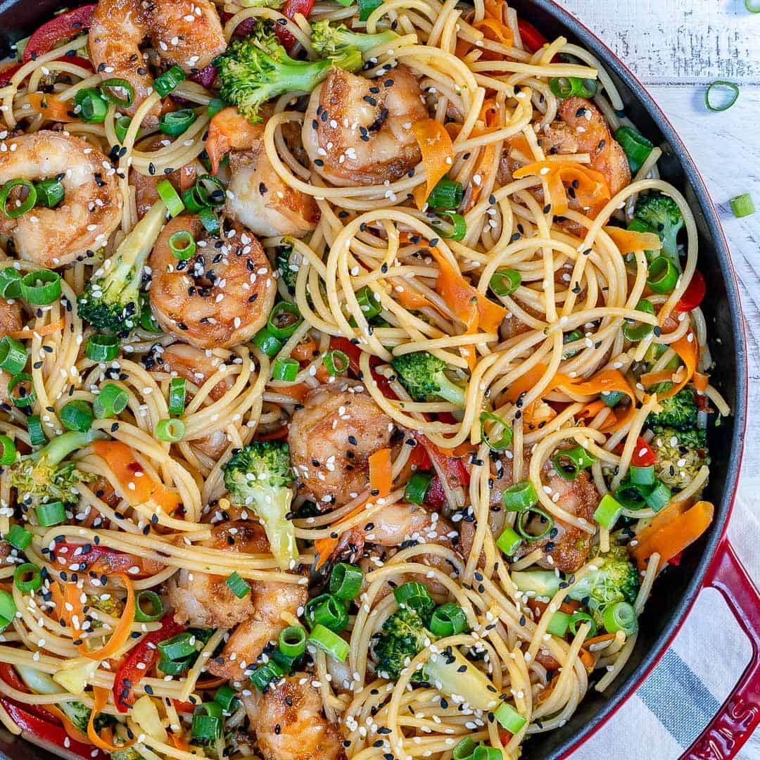 Easy Shrimp Stir Fry Noodles Recipe Healthy Fitness Meals