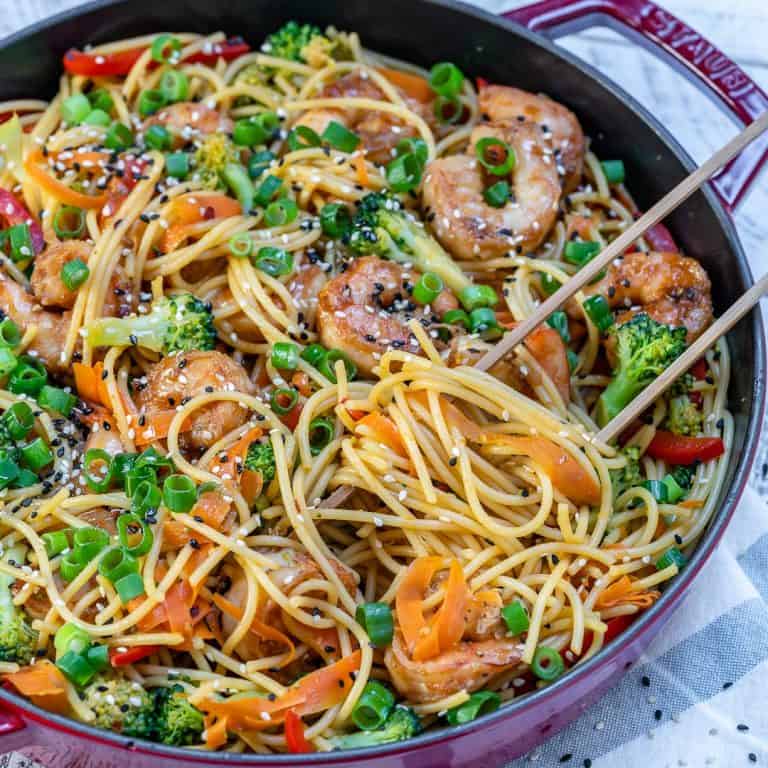 Easy Shrimp Stir Fry Noodles Recipe | Healthy Fitness Meals