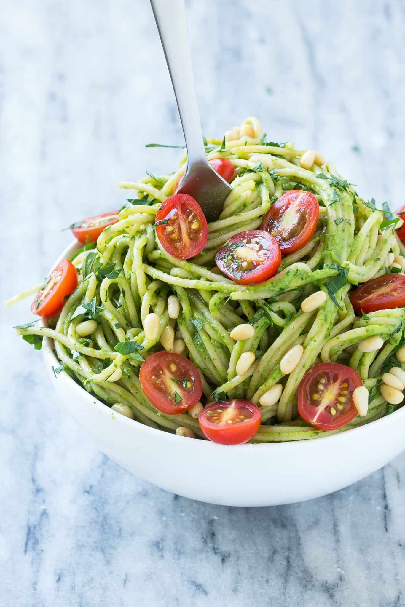 spinach and avocado pasta