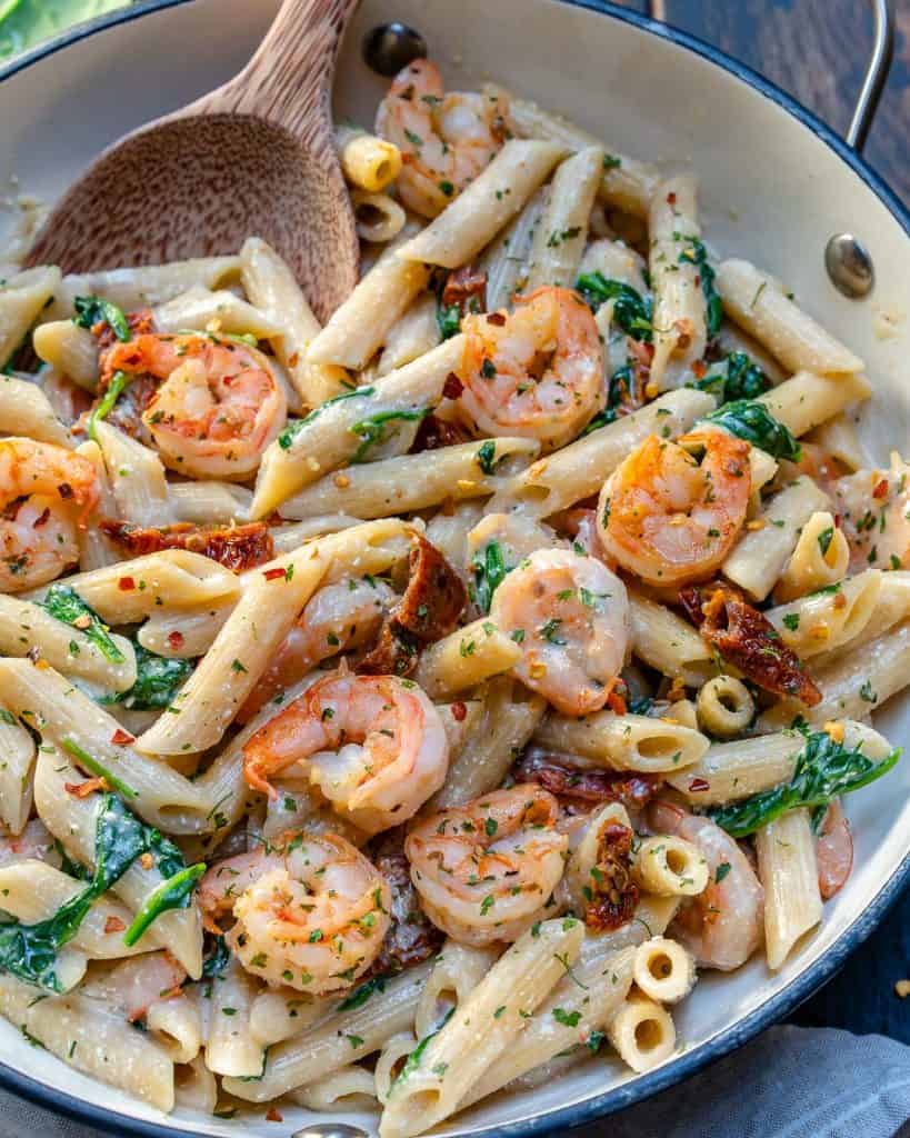 Cheese Shrimp Penne Pasta & Spinach – Easy Recipes