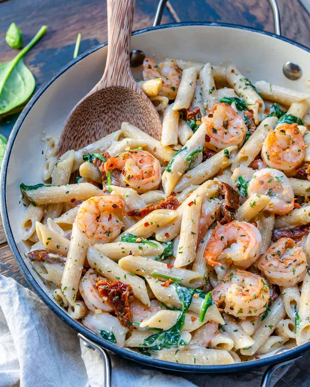 Cheese Shrimp Penne Pasta & Spinach – Easy Recipes