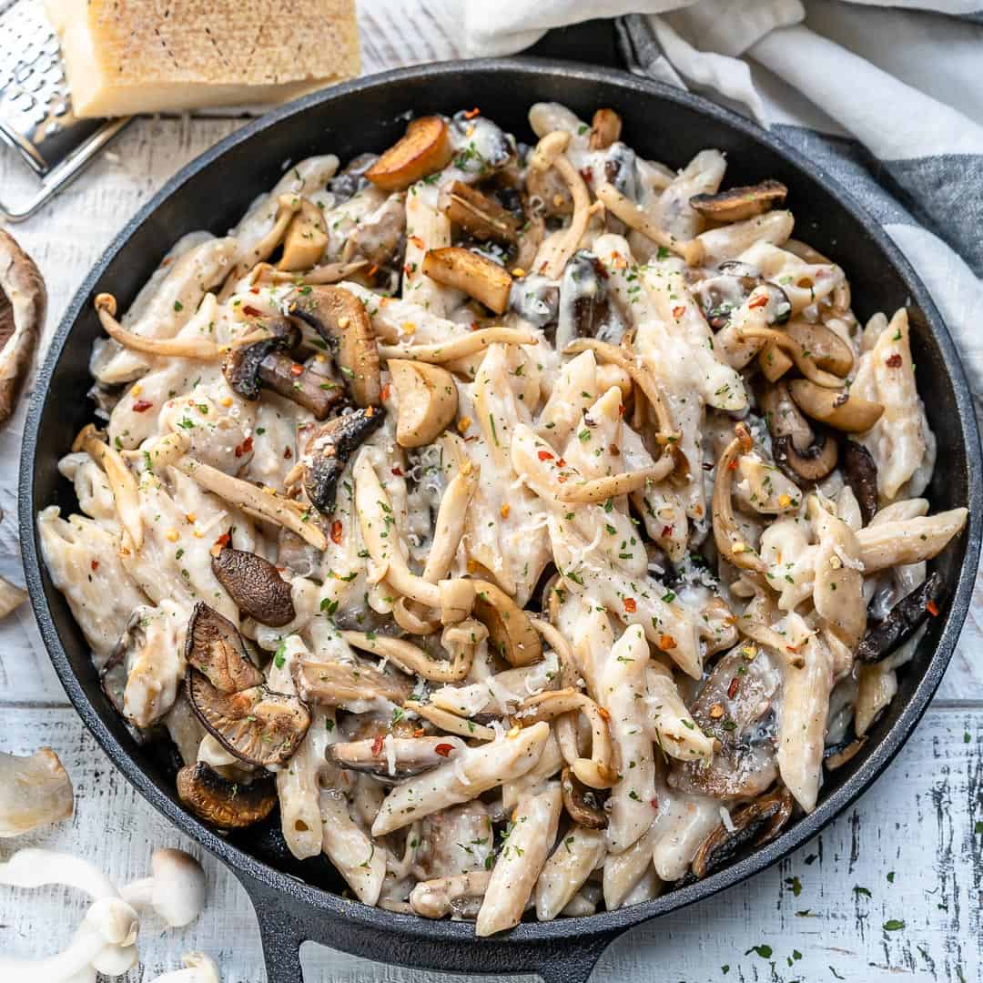 Creamy Wild Mushroom Pasta Recipe {Vegetarian} Healthy Fitness Meals