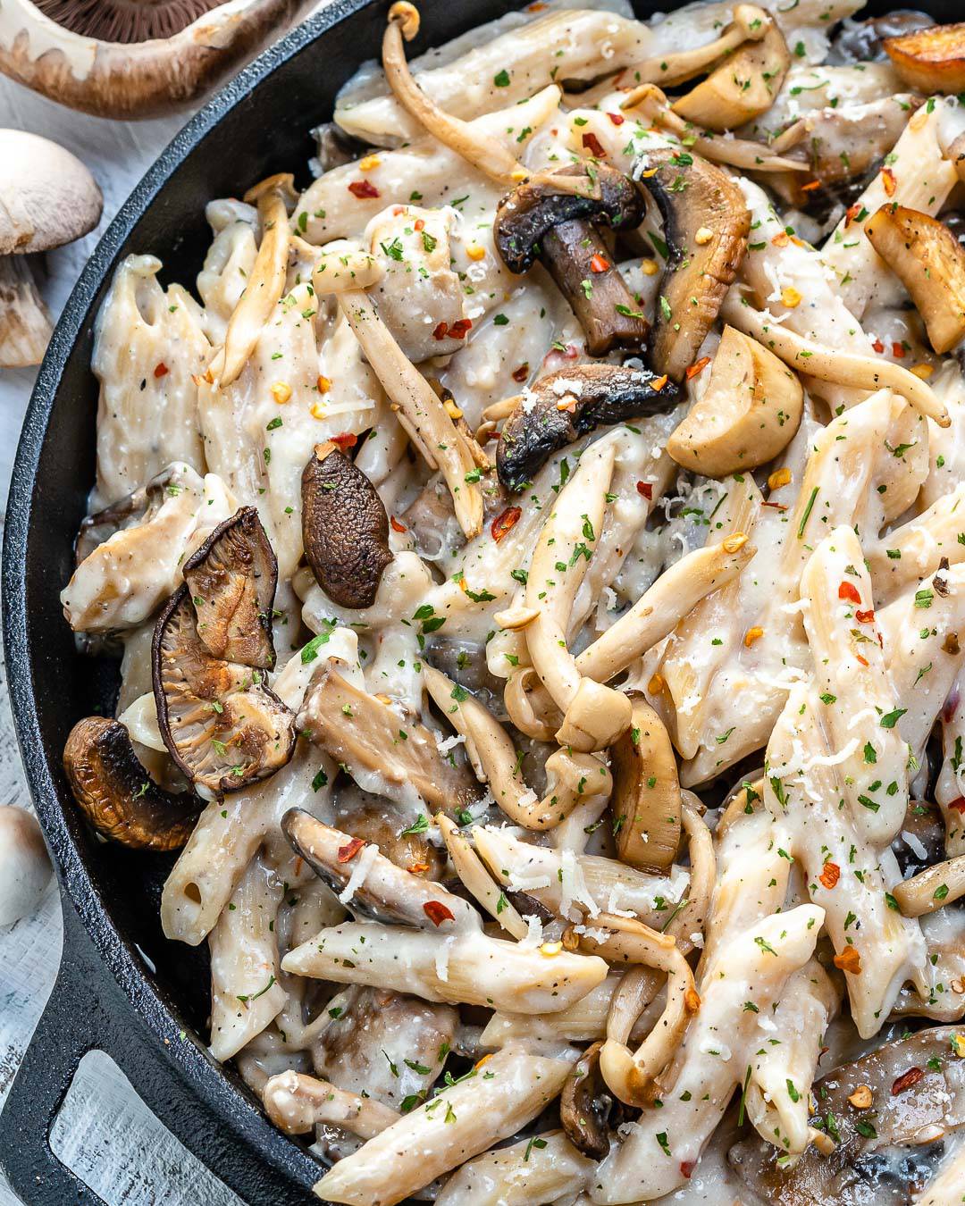 Creamy Wild Mushroom Pasta Recipe Vegetarian Healthy Fitness Meals