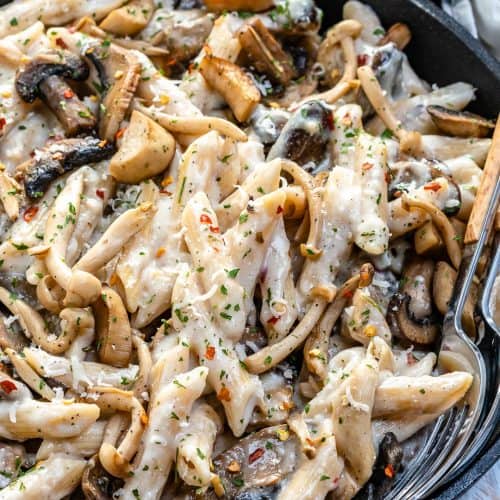 Creamy Wild Mushroom Pasta Recipe {Vegetarian} Healthy Fitness Meals