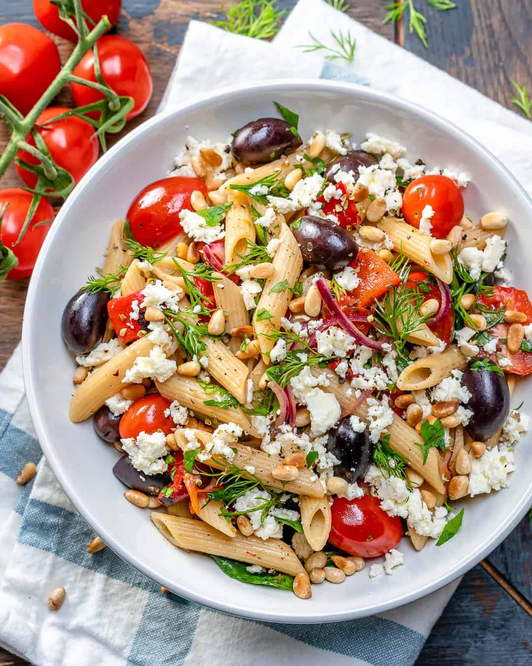 Easy Greek Cherry Tomato Pasta Recipe | Healthy Fitness Meals