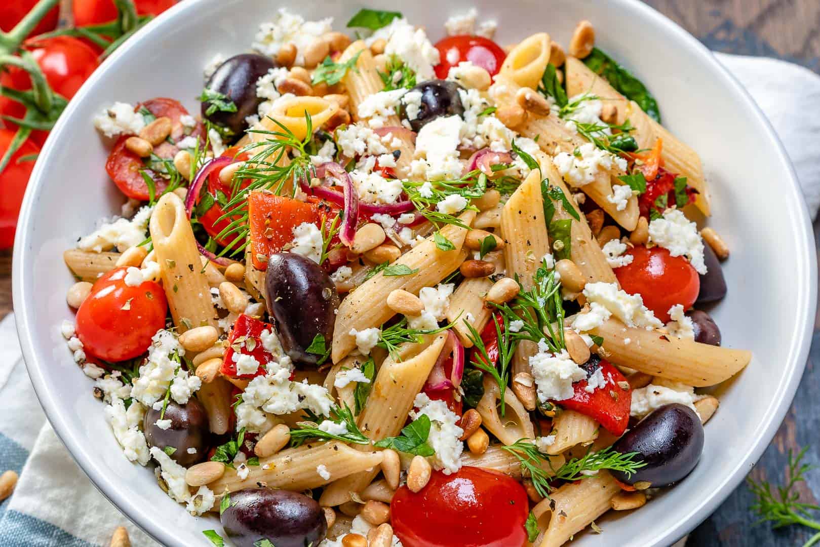 Easy Greek Cherry Tomato Pasta Recipe | Healthy Fitness Meals