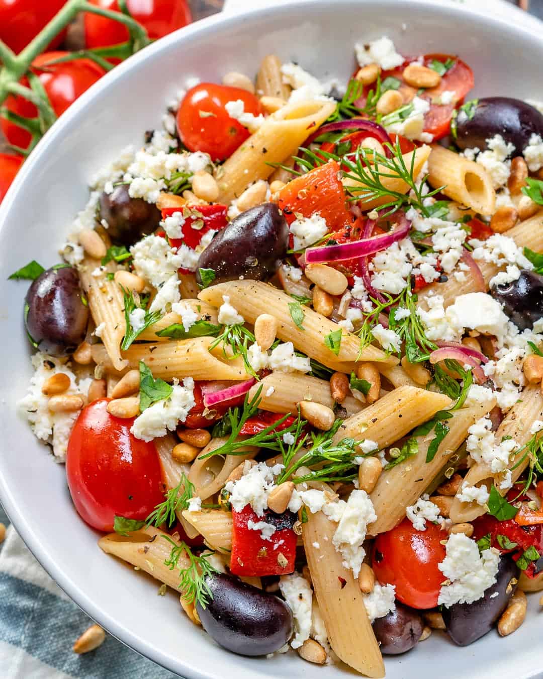 Easy Greek Cherry Tomato Pasta Recipe | Healthy Fitness Meals