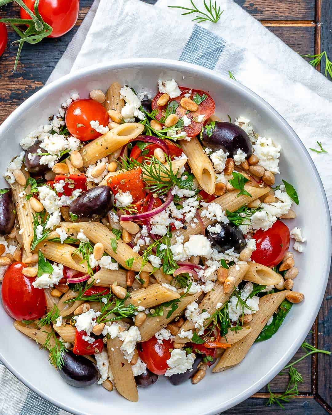 Easy Greek Cherry Tomato Pasta Recipe | Healthy Fitness Meals