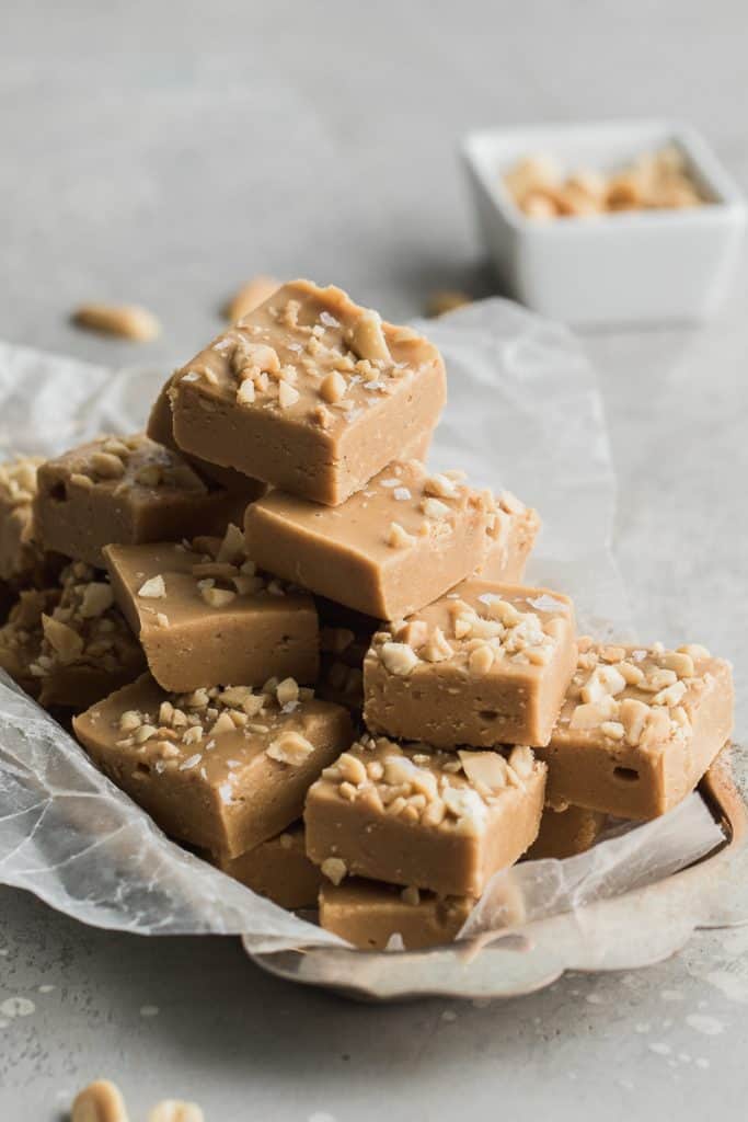 fudge square made with peanut butter on a plate 