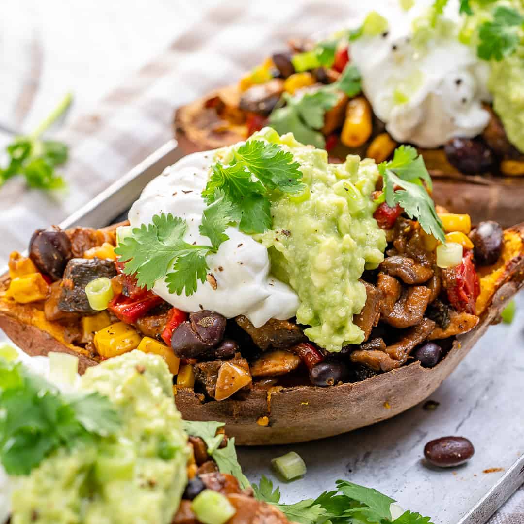 healthy stuffed sweet potatoes with taco vegetable filling 