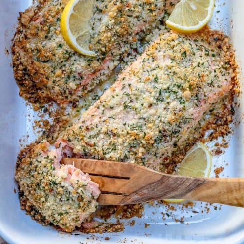 Crispy Baked Parmesan Crusted Salmon | Healthy Fitness Meals