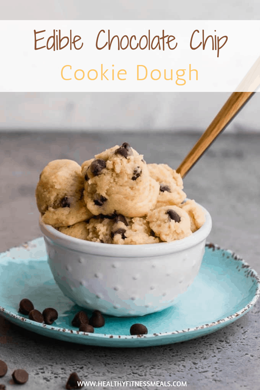 edible cookie dough in bowl with spoon 