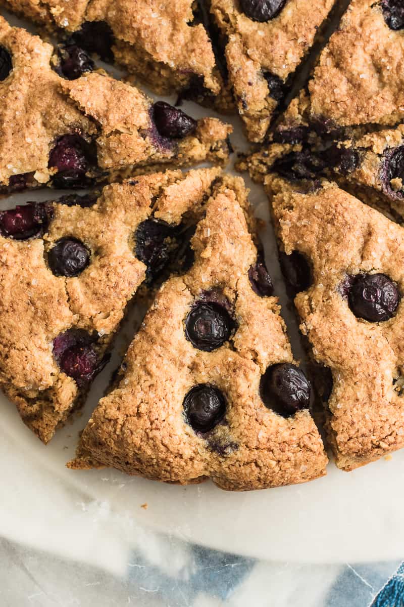 top down shot of gluten free blueberry scones