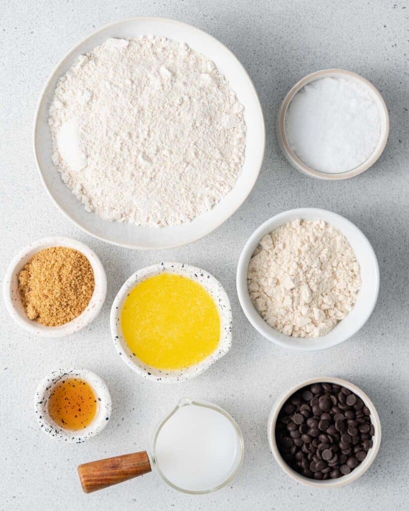 ingredients laid out to make edible cookie dough 