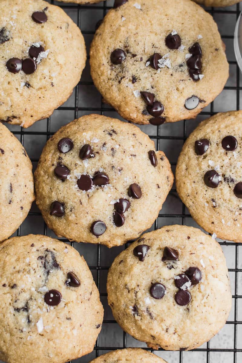 top view of keto cookies garnished with sea salt flakes 