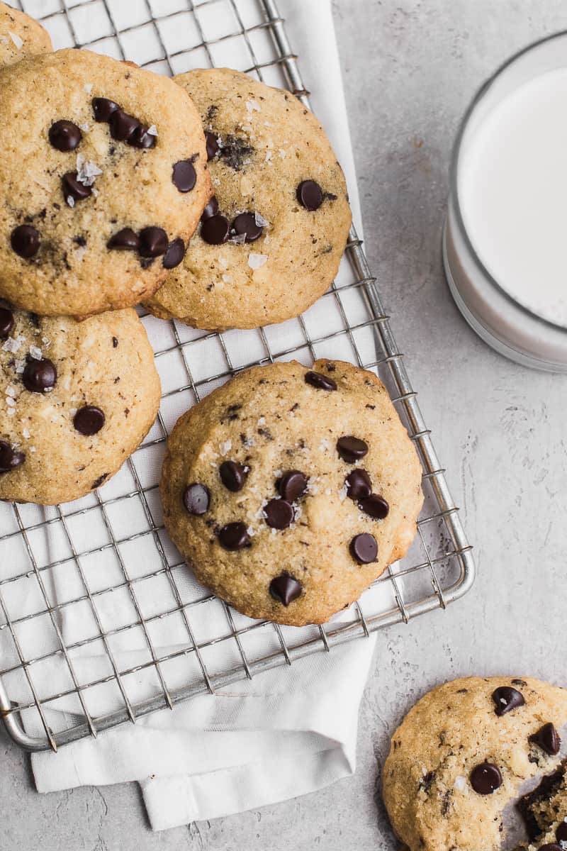 keto cookies recipe top view with a side of milk