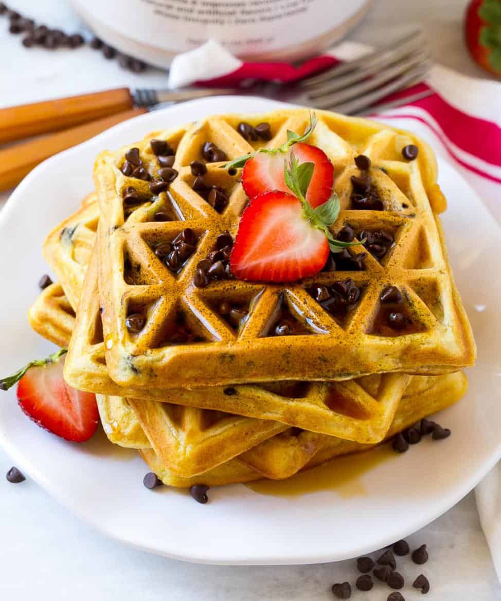 low carb protein waffles on a plate