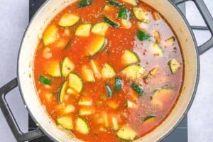 allowing the veggies to boil to make soup.