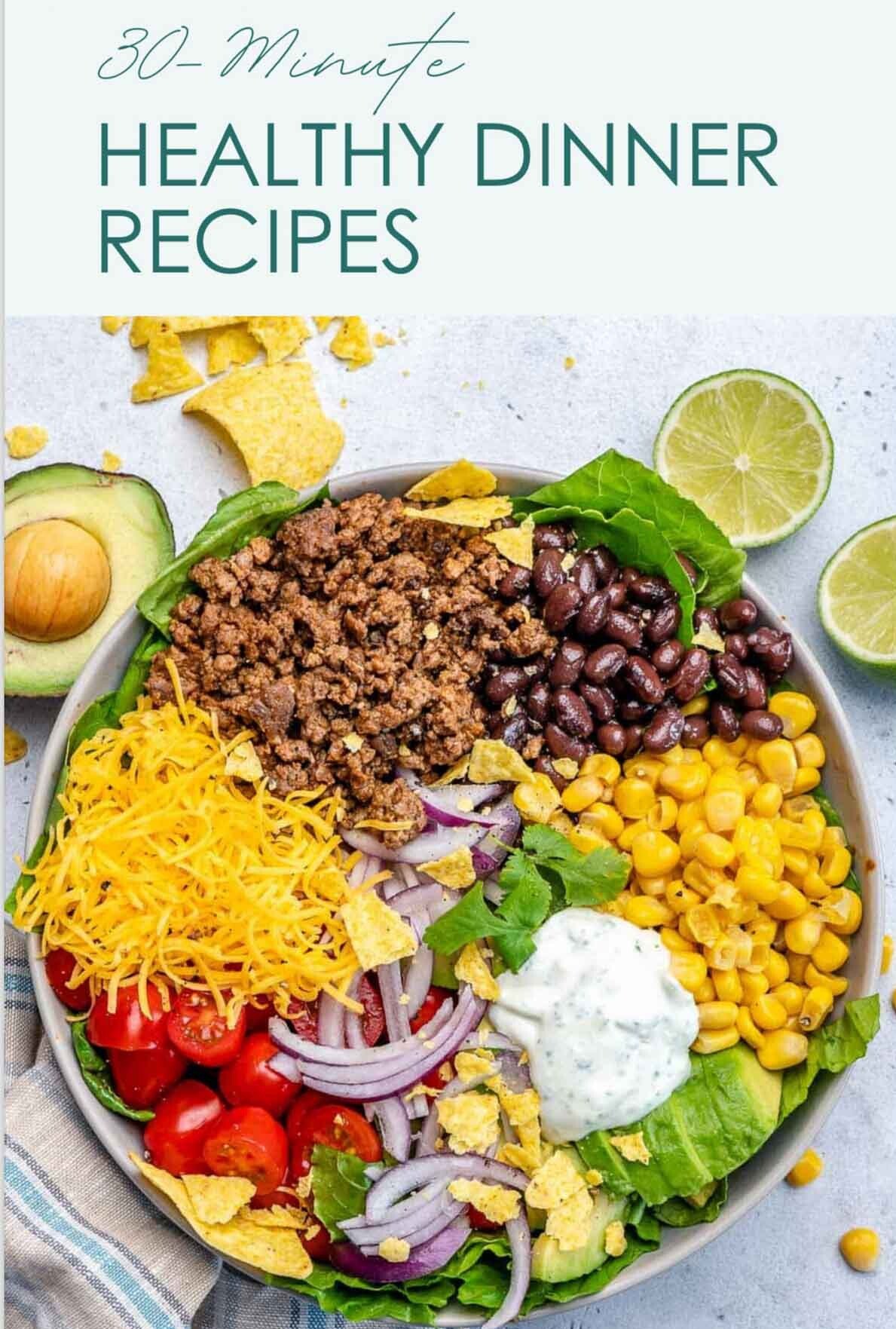ebook cover with taco salad bowl in the image.